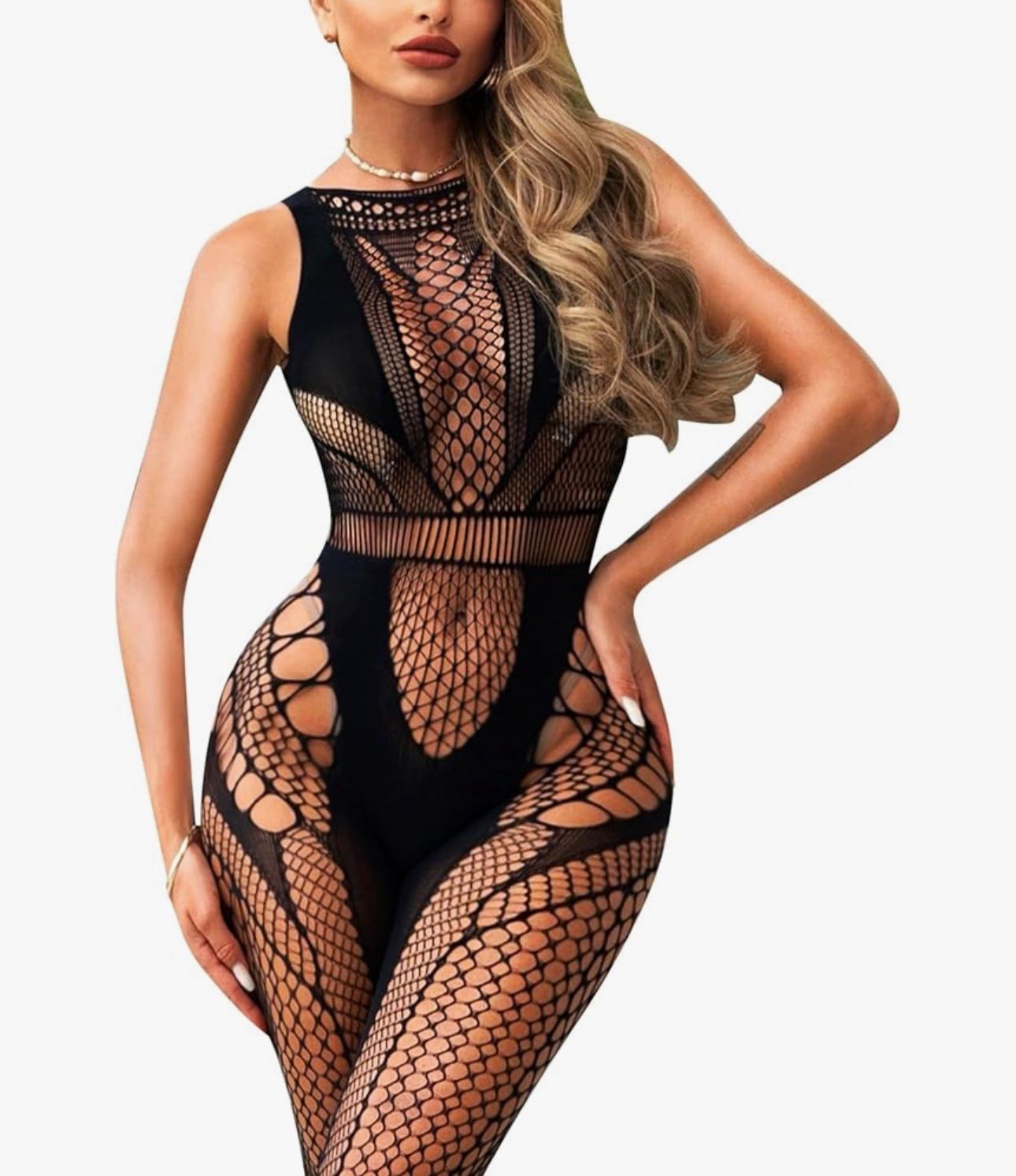 Bodystocking - Fishnet Cut Out Lingerie Mesh Bodysuit One Piece Babydoll Rave Outfits