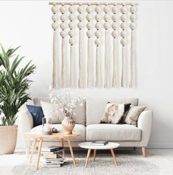 NIB RUIZHIXUAN Large Macrame Wall Hanging - Boho Yarn Ball Tapestry 39" × 38