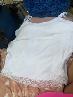 White Camisole Tank Top with Lace Hem