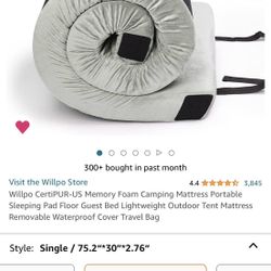 Memory Foam Camping Mattress Portable Sleeping Pad