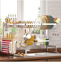 Pusdon Over the Sink Stainless Steel 2-tier Adjustable Dish Drying Rack