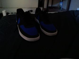 Nike Court Vision Lo Black Game Royal White Tennis Shoes Sz 10 DM8681-001