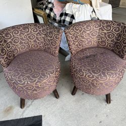 Pair Accent Barrel Chairs – Pattern Upholstery