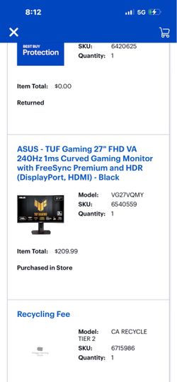 ASUS TUF Gaming 27" FHD 240Hz Curved Monitor