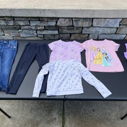 Girls 6, 6/7 Jeans, Leggings, Shirts. 6 Total.