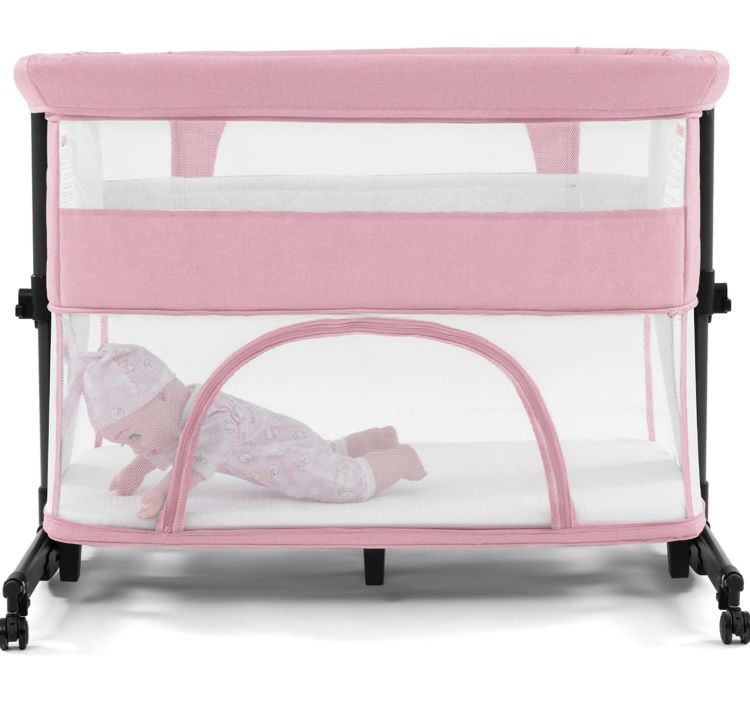Pink Game Baby Bassinet, 3 in 1 Baby Bed Cribs