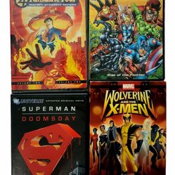 Animated Marvel DC DVD Lot Fantastic Four Avengers Superman Doomsday Wolverine X-MEN Superhero Kids Family Cartoons