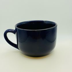 Vintage Large Blue Ceramic Mug Planter Bowl 24 Oz Cottage Farmhouse Decor