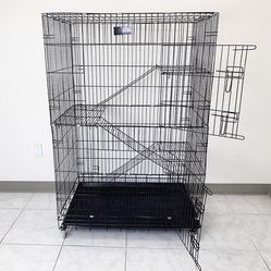 $75 (New in Box) Folding 3-tier cat cage 56” tall collapsible metal kennel 36x24x56” w/ tray & caster 