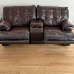 Loveseat Genuine Leather Reclining Loveseat/ Couch