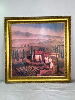 Tuscan Landscape Framed Wall Art Robert Holman Montalcino II Italian Countryside Gold Frame Large Picture Home Decor Vineyard