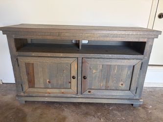 Rustic Wood TV Stand with Cabinet Storage