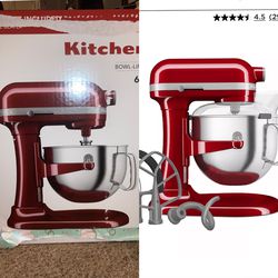NEVER USED Red Kitchen Aid Bowl-Lift Stand Mixer