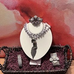 Gift Basket 5 Pcs Total 3 Bracelets 1 Necklace 1 Basket 