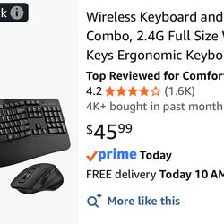 Full Size Wireless Keyboard and Mouse Combo, 2.4G