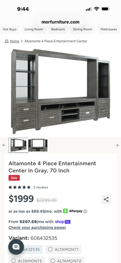 Altamonte 4 Piece Entertainment Center In Gray, 70 Inch