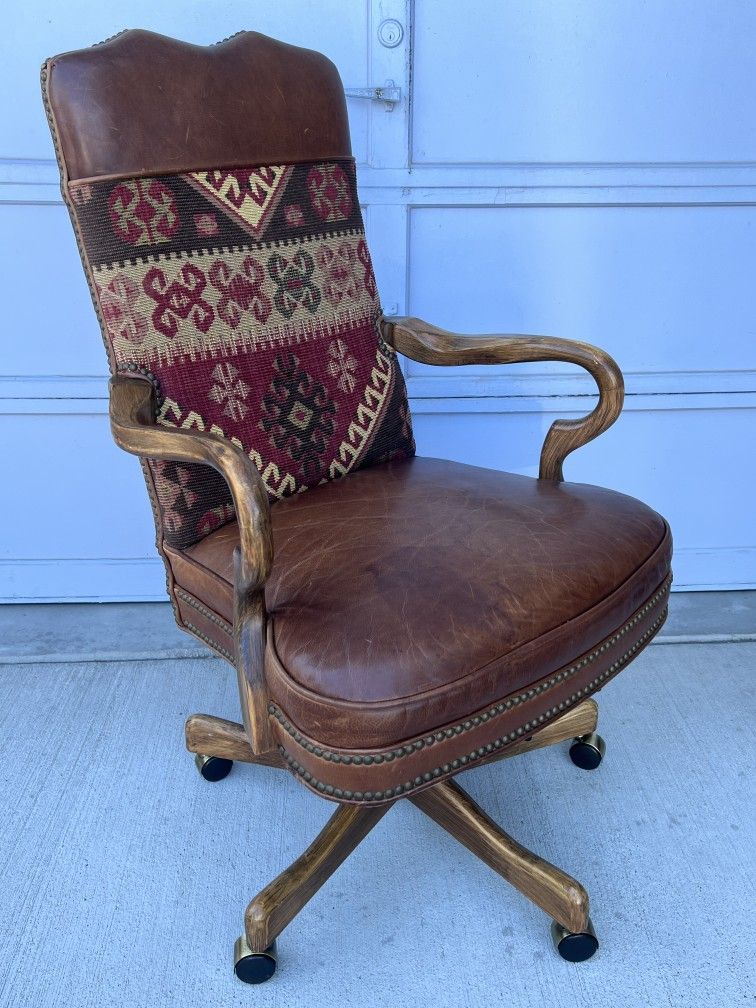 Vintage Old Hickory Tannery Leather Executive / Office Chair