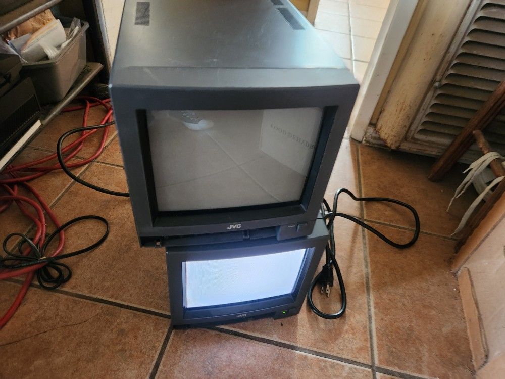 Two Vintage 80's 90's JVC "9 TV Monitors CRT "Great for Retro Gaming " Works Great