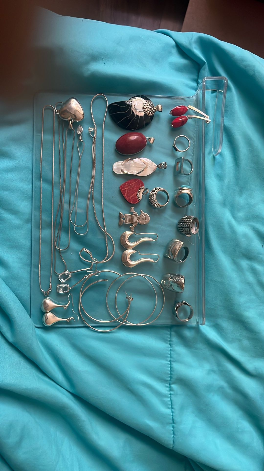 various silver jewelry