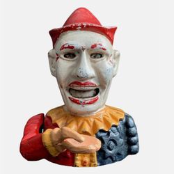 1884 C G Shepherd And Co. Cast Iron Humpty Dumpty Clown Bank