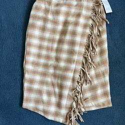 NWT Brown/White Fringe Skirt