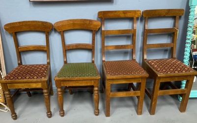 Set of 4 Vintage Upholstered Dining Kitchen Chairs