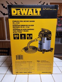 DEWALT Wet Dry Shop Vac Stainless 8 Gallon Vacuum 5.0 HP Hose & Accessories NEW
