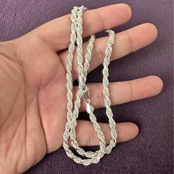 Solid 925 Silver Rope Chain