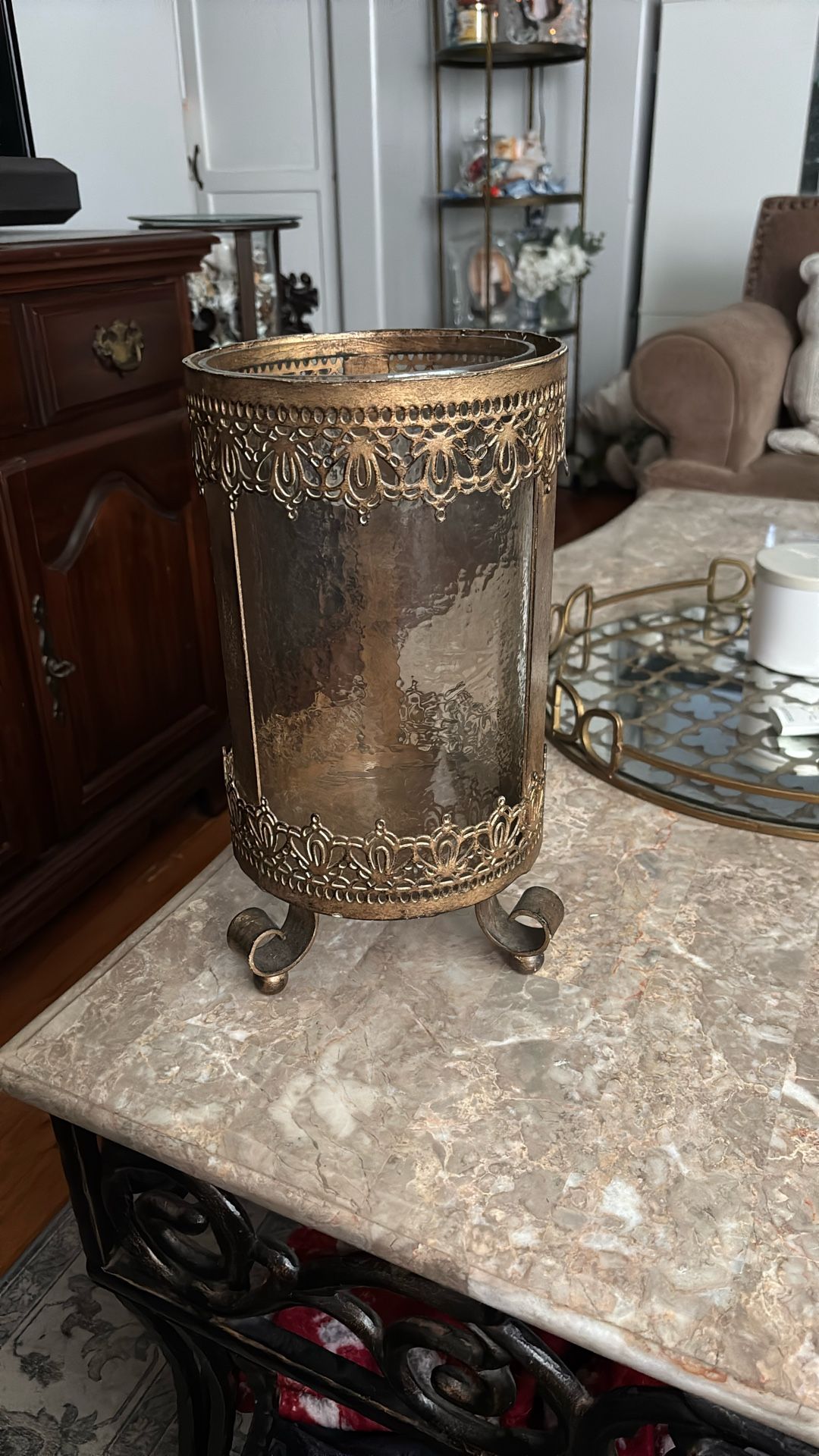 Glass And Metal Candle Holder 