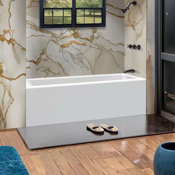 72in x 36in Acrylic Rectangular Apron Front Soaking Bathtub with Right Drain