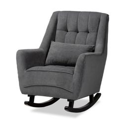 Baxton Studio Elisa Modern And Contemporary Grey Velvet Upholstered Finished Wood Rocking Chair