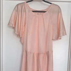 Premier Amour Satin Short Sleeve Sheath Dress -Blush Size 18