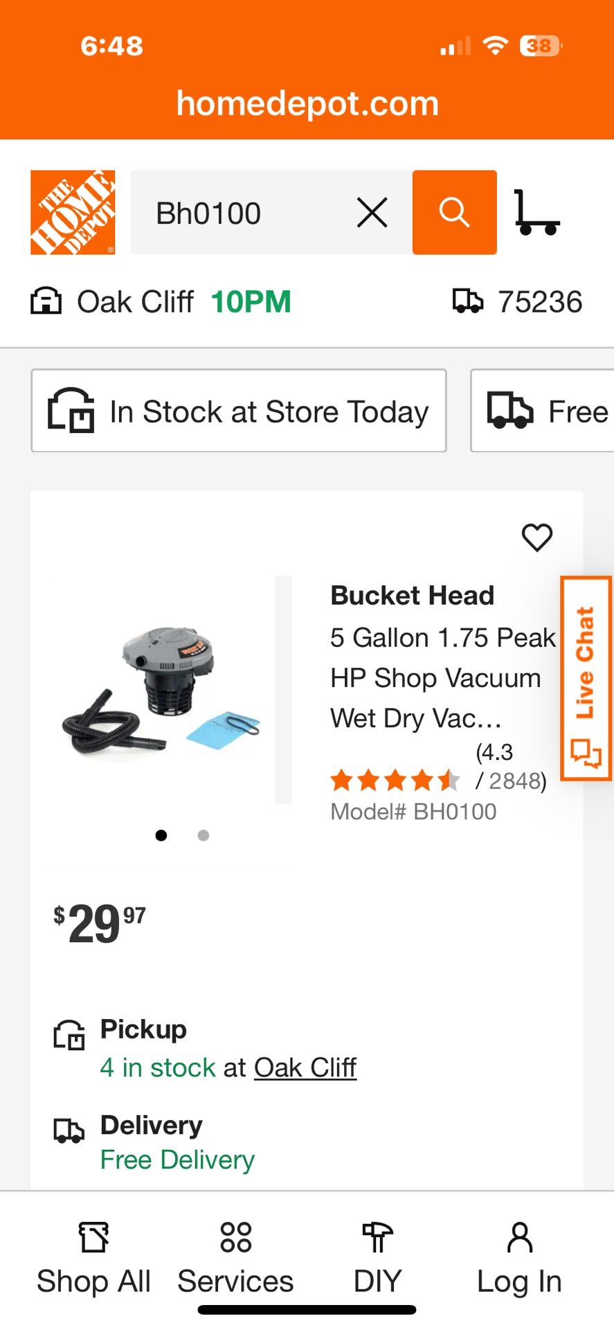 Bucket Head 5 Gallon 1.75 Peak HP Shop Vacuum Wet Dry Vac Powerhead with Filter Bag and Hose (compatible with 5 Gal. Homer Bucket)