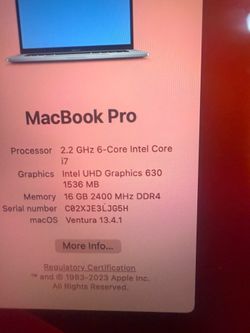 2018 MacBook Pro 15 inch Touchbar