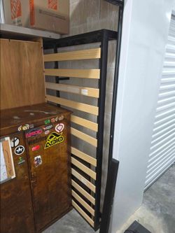 Full Size Metal Bed Frame with Wooden Slats
