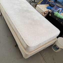 Twin Size Bed Mattress And Box Spring And Metal Frame 