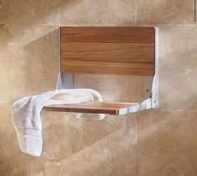 MOEN Fold Down Teak Shower Chair. New