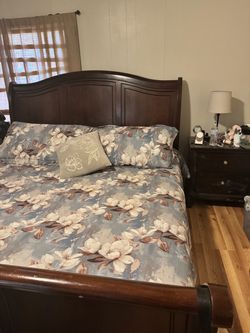 Used Brown King Sleigh Bed Frame