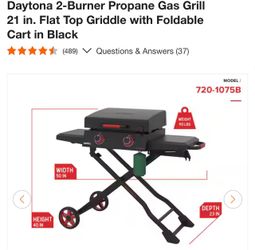 Daytona 2-Burner Propane Gas Grill with Foldable Cart