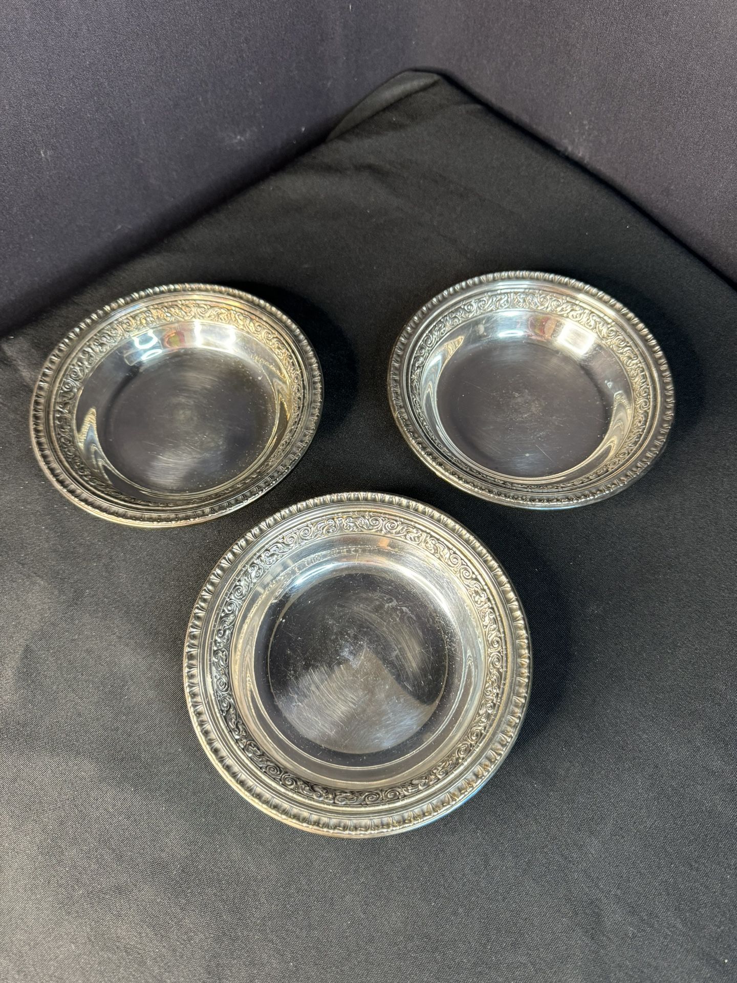 Set Of 3 Vintage Reed & Barton Silver Plate #1201 6.25" nut bowl candy dish