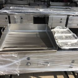 Taco cart with the works! 24 inch griddle with steam table to keep the meats warm!