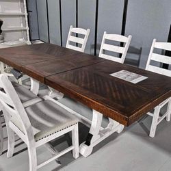 Rectangular Dining Room Set 6 Chairs And Table 