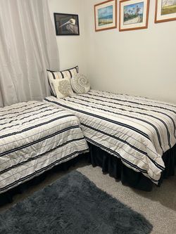 Twin beds and side table