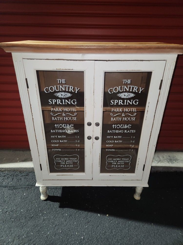 Country Spring Antique Farmhouse Bathroom Cabinet