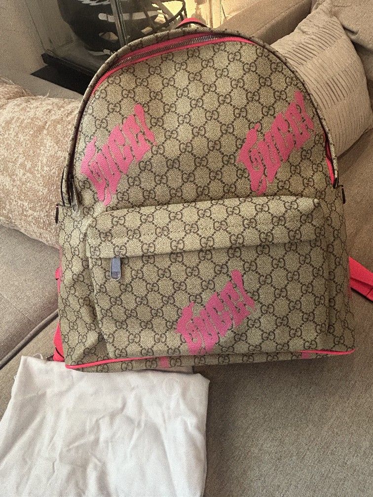 Authentic Gucci Pink GG Backpack