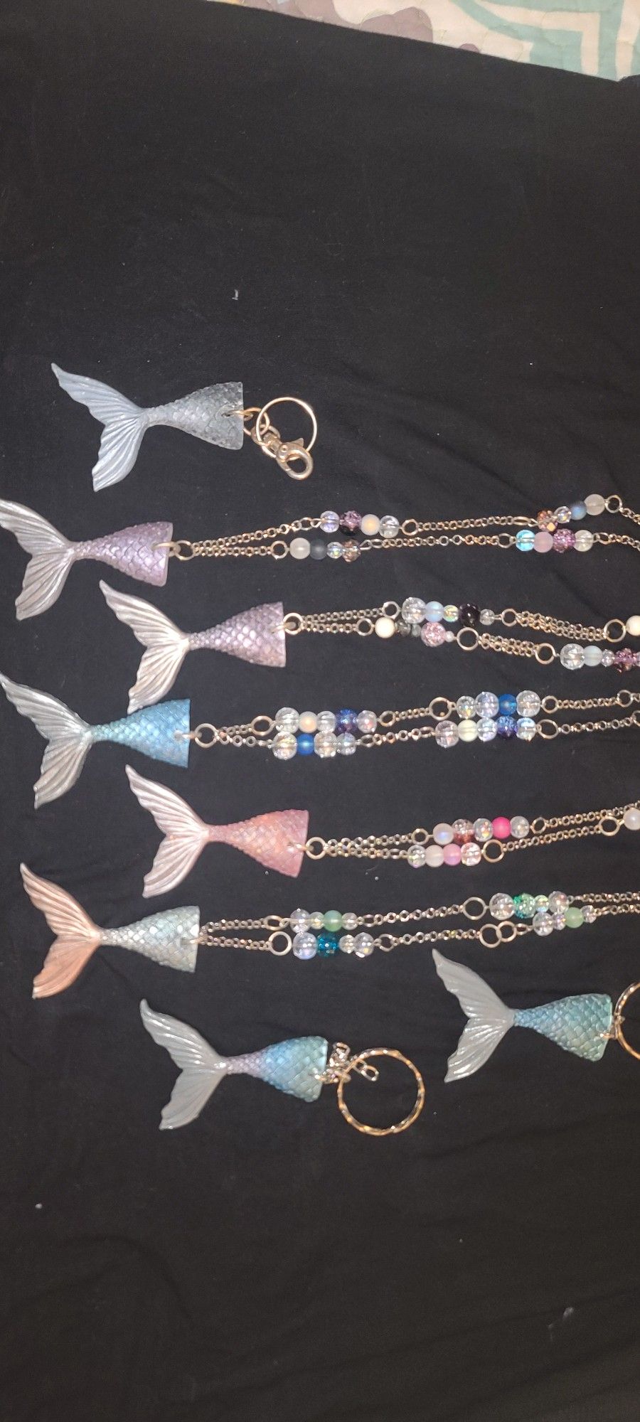 Mermaid Tail Keychains And Rear View Mirror Charms