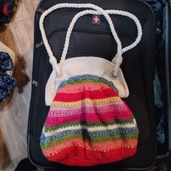 Lina Rainbow Stripes Woven Crochet Purse 