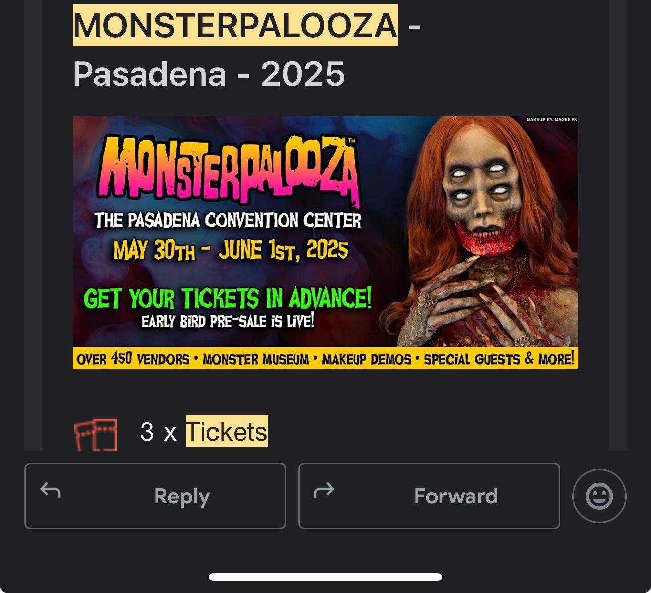 Monsterpalooza Ticket Saturday
