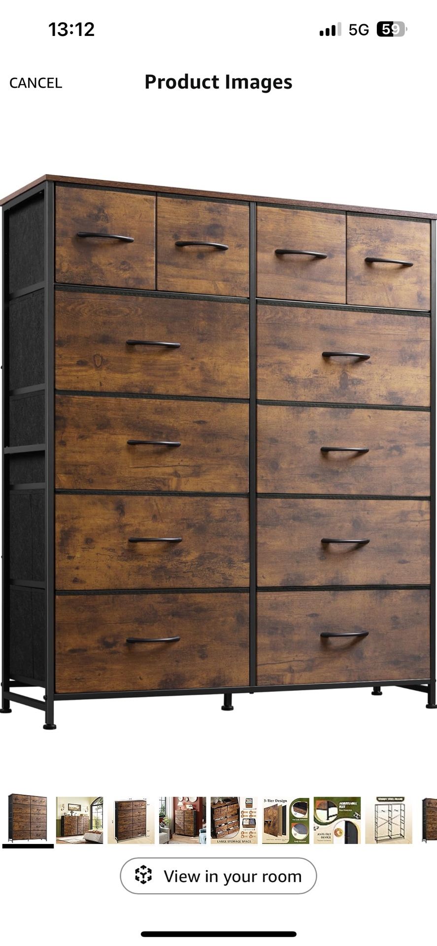 WLIVE Tall Dresser for Bedroom with 12 Drawers, Chests of Drawers, Fabric Dresser for Bedroom, Closet, Fabric Storage Dressers with Drawers, Steel Fra