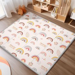 Baby Play Mat, Middle 59X59" Playmat for Playpen, 0.8 Inch Thick Foldable Baby Crawling Mat, Portable Playmat for Babies and Toddlers, Infants, Toddle